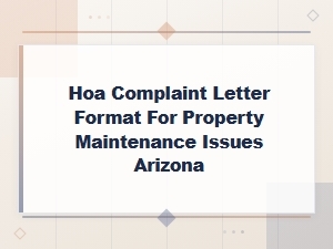 Arizona Hoa Complaint Letter Template for Property Maintenance Issues