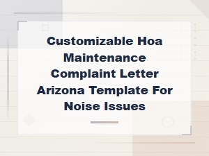 Arizona Hoa Noise Complaint Letter Template