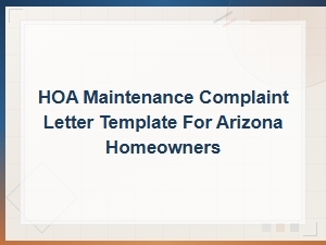 Arizona Hoa Maintenance Complaint Letter Template
